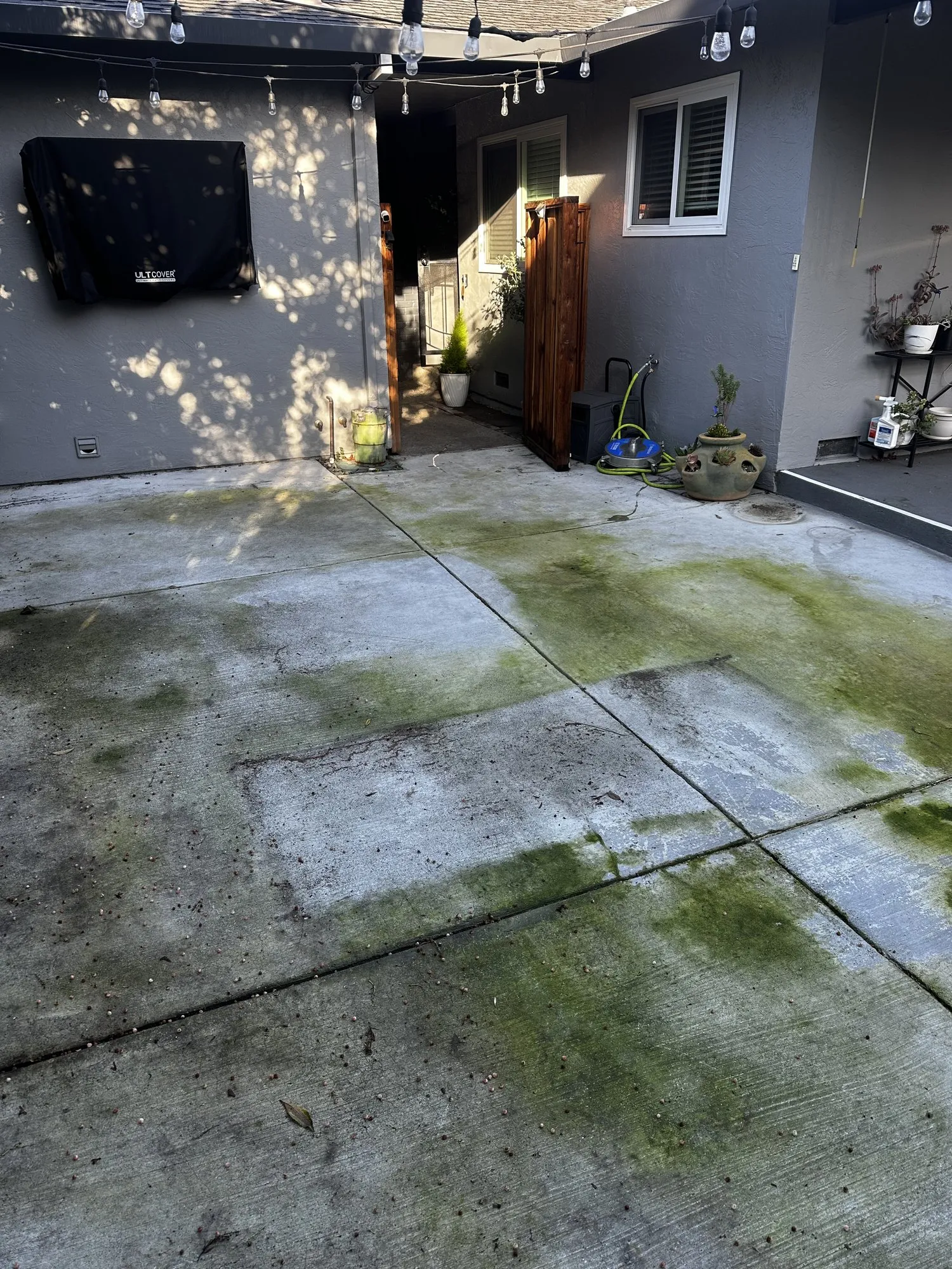 The same patio, from the fence — before